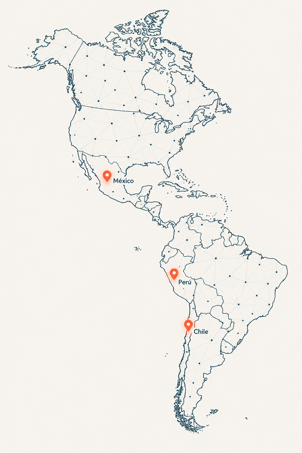 Mapa completo de América con presencia de Predictia en México, Perú y Chile